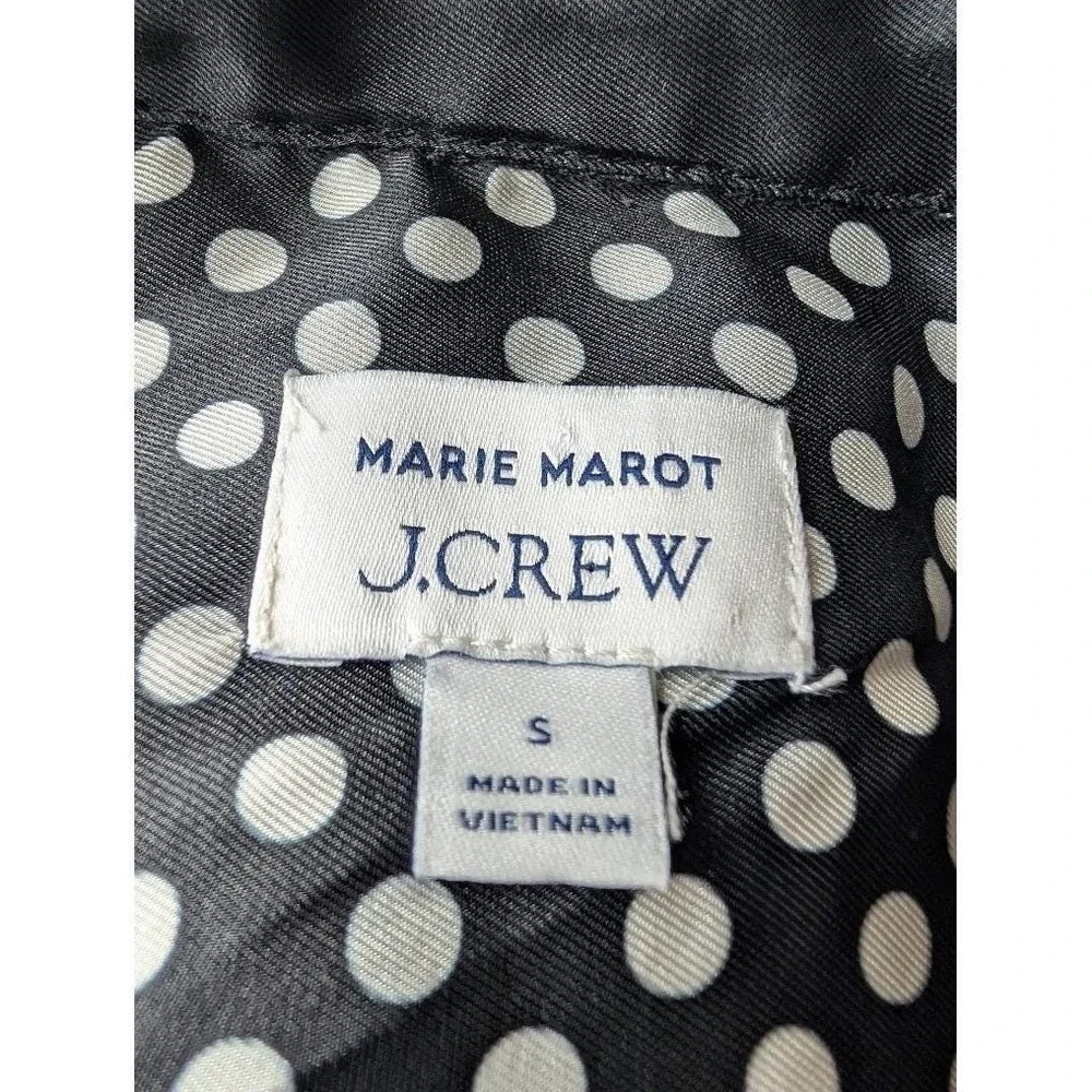J. Crew Marie Marot Black White Polka‎ Dot Pajama Top Blouse Button Up S